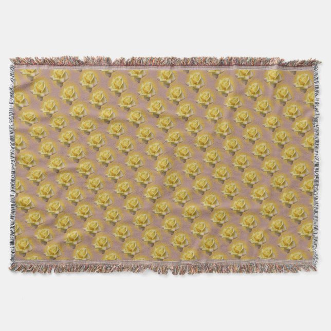 Rose Flower Blanket Yellow Rose Throw Blanket Gift (Front)