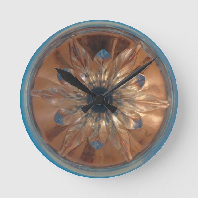 Rosé Flower Blue Wall Clock (Front)