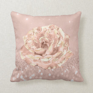 Rose Flower Blush Skinny Spark Glitter Cottage Cushion