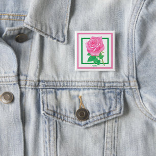 Rose Flower Button Pin
