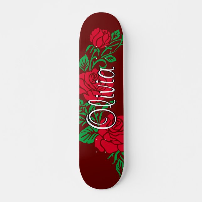 Rose flower design skateboard (Front)