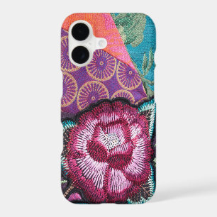 Rose flower embroidered look colourful boho