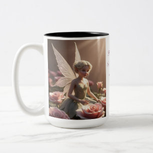 Rose Flower Fairy  Two-Tone Coffee Mug