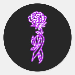 Rose Flower Fibromyalgia Awareness Classic Round Sticker