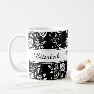 Rose Flower Floral Botaical Pattern Name Print Coffee Mug