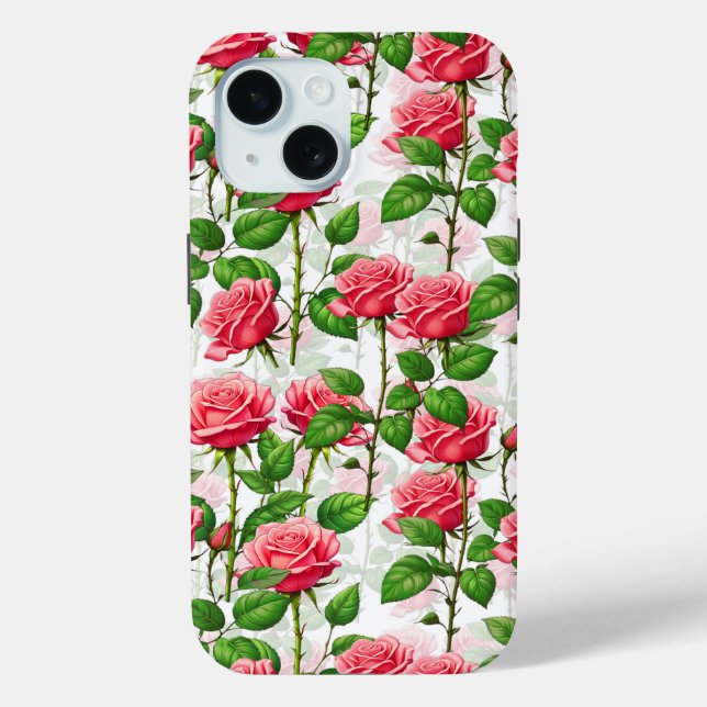 Rose Flower Floral Foliage Pattern  Case-Mate iPhone Case (Back)