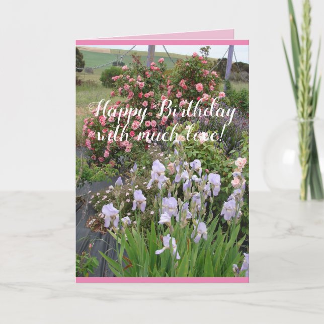 Rose Flower Garden floral Happy Birthday Card (Front)