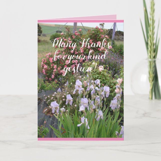 Rose Flower Garden floral Many Thanks Card (Front)
