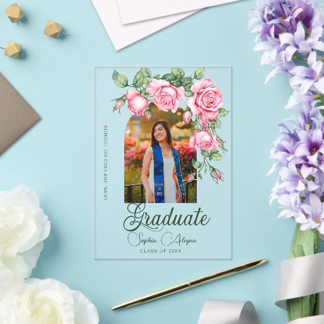 Rose Flower Garden Photo Graduation Invitation (Insitu (Wedding))