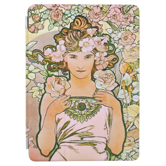 Rose Flower Girl Alphonse Mucha Fine Art Ipad Air Cover Zazzle Co Uk