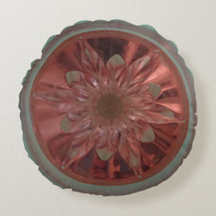 Rosé Flower Green Round Pillow