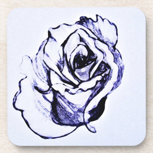 Rose Flower hand sketch Coaster (Front)