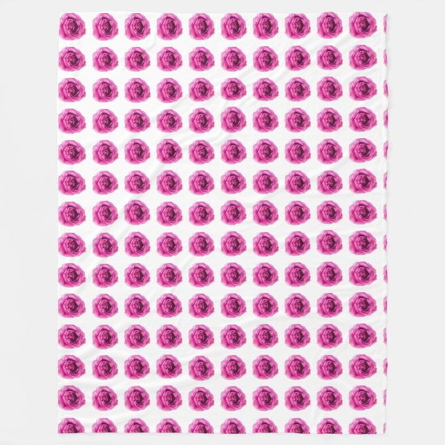 Rose Flower Pattern Fleece Blanket (Front)