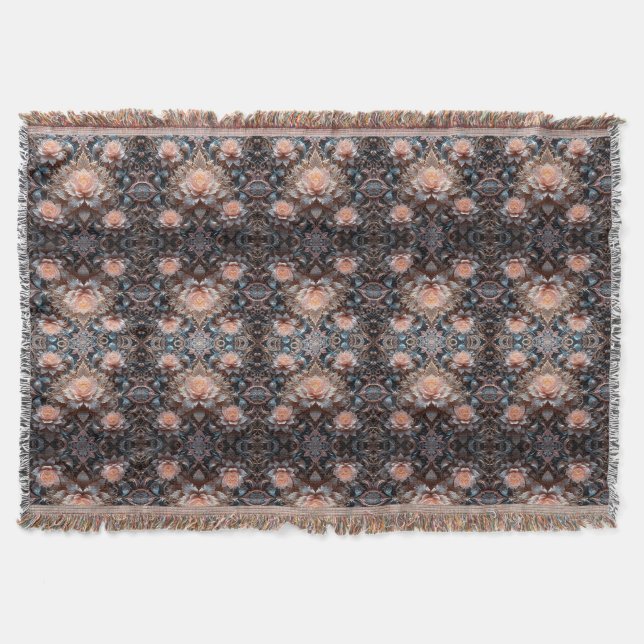 Rose Flower Pattern Throw Blanket (Front)