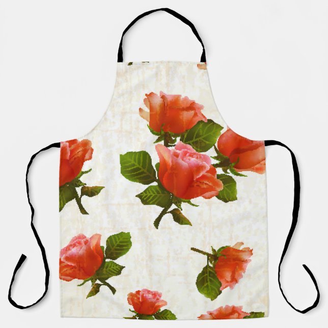 Rose flower pattern, vintage background. apron (Front)