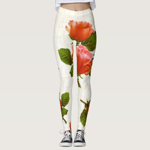 Rose flower pattern, vintage background. leggings