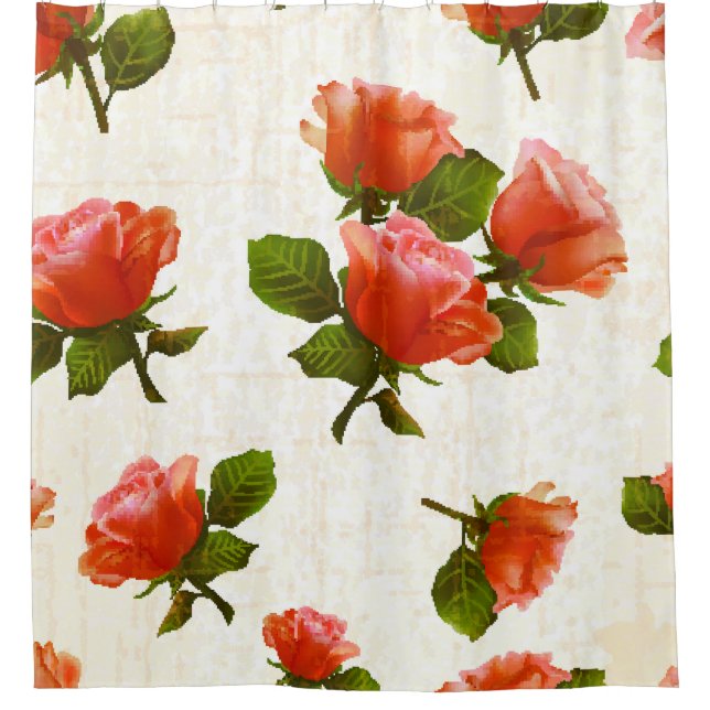 Rose flower pattern, vintage background. shower curtain (Front)