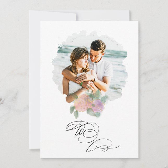 *~* ROSE Flower PHOTO RSVP + QR  AR6 Wedding Invit Invitation (Front)