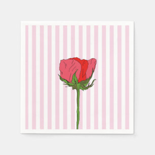 Rose Flower Pink Stripe Napkin