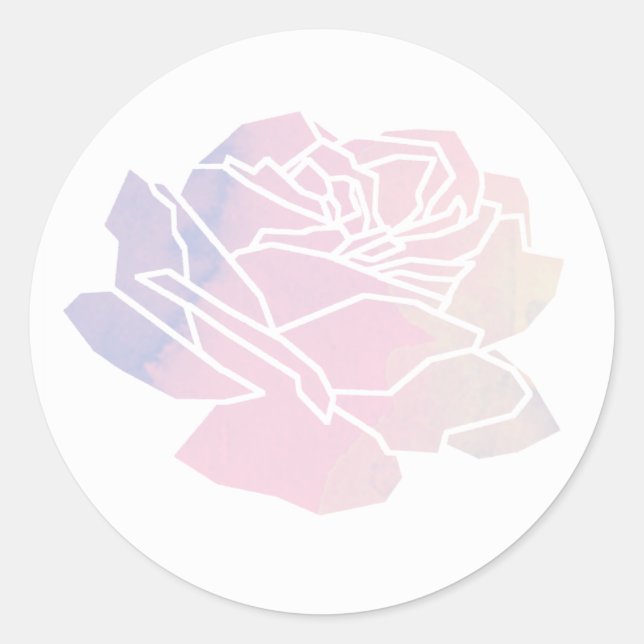 rose flower pretty floral wedding  classic round sticker (Front)