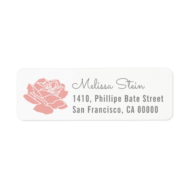 rose flower return address label with name (Front)