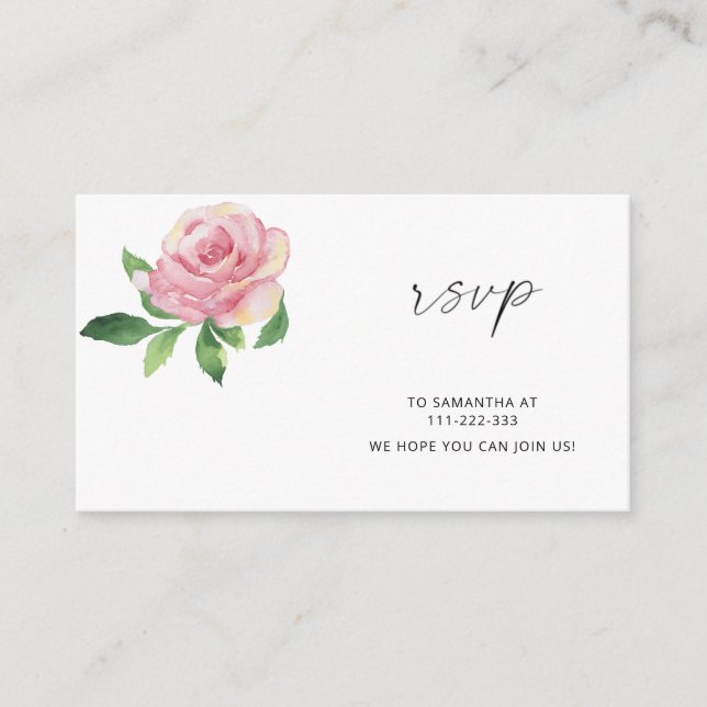 Rose Flower - RSVP Enclosure Card (Front)