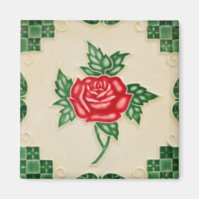 Rose Flower Tile Magnet (Front)
