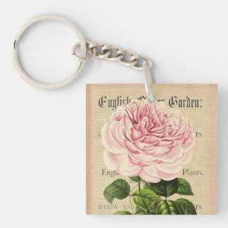 Rose flower vintage feminine floral keychain