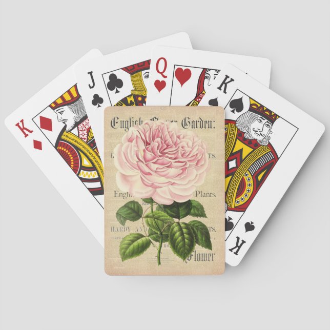 Rose flower vintage feminine floral playing cards (Back)