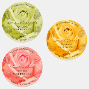 Rose Flower Yellow Orange and Pink Product Labels