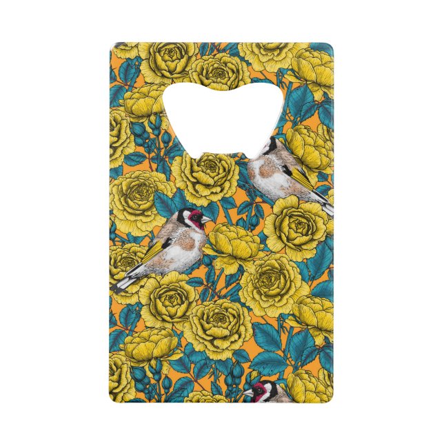 Rose flowers and goldfinch birds (Front)