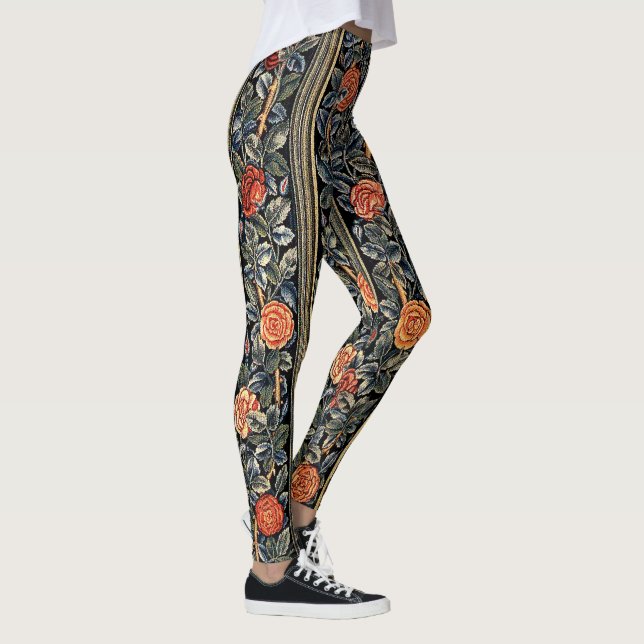 Rose Flowers Art Nouveau All Over Print Legging (Right)