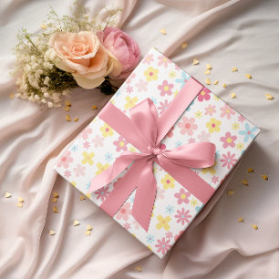 Rose Flowers Birthday Baby Shower Pastel Cute Wrapping Paper Sheet