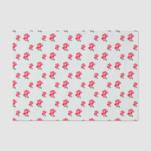 Rose Flowers Botanical Aqua Pink Tissue Paper