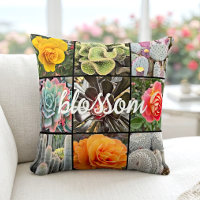 Rose Flowers Cacti Photo Collage Blossom Script
