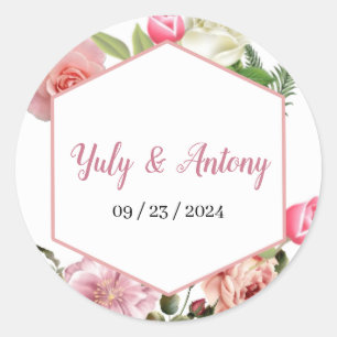 Rose Flowers Elegant Wedding for Decor Sticker Set