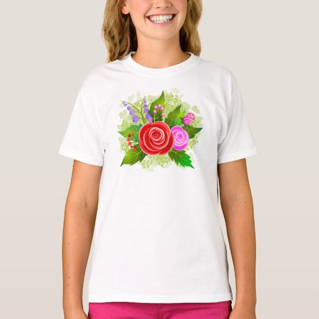 Rose Flowers Illustration-25310 T-Shirt (Front)
