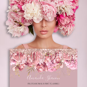 Rose Flowers Logo Event Planner QRCODE Business Card