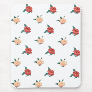 Rose flowers on white background mouse mat