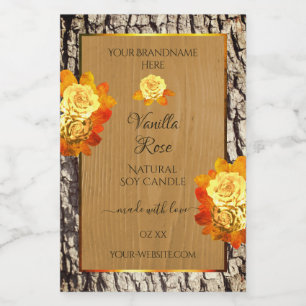 Rose Flowers Product Labels Natural Wood Grain