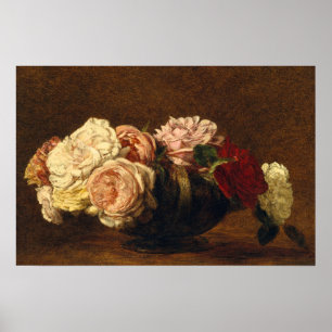 Rose Flowers Still Life Painting Poster