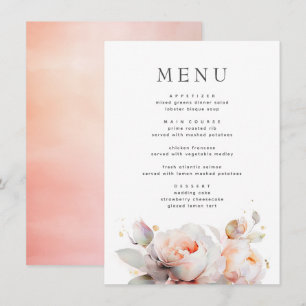 Rose Flowers Summer Boho Botanical Wedding Menu