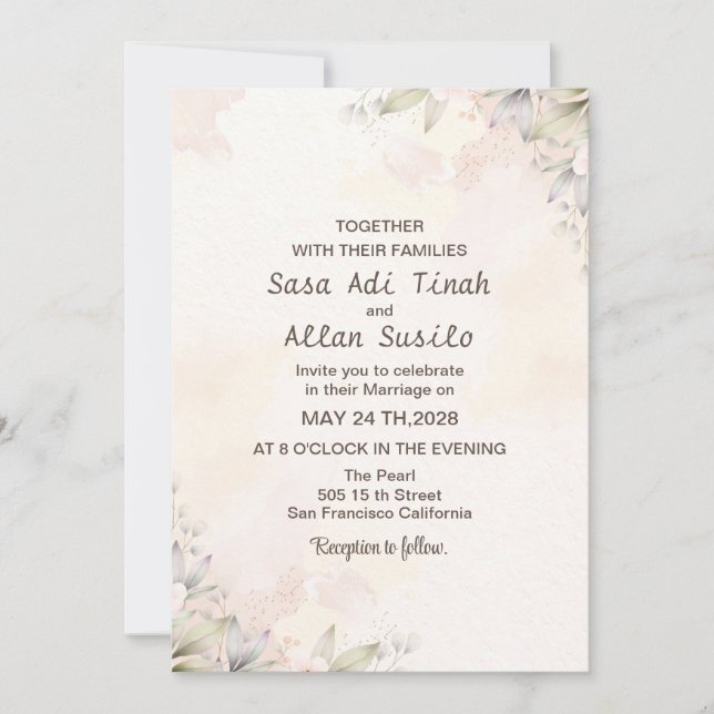 Rose Flowers Wedding  Invitation (Front)