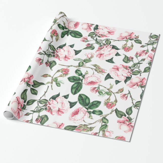 Rose Flowers Wrapping Paper (Unrolled)