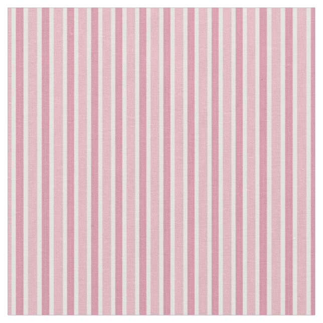 Rose Fog, Pink Daisy and White Stripes Fabric (Close Up)
