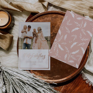 Rose Foil Merry Christmas Holiday Photo Card