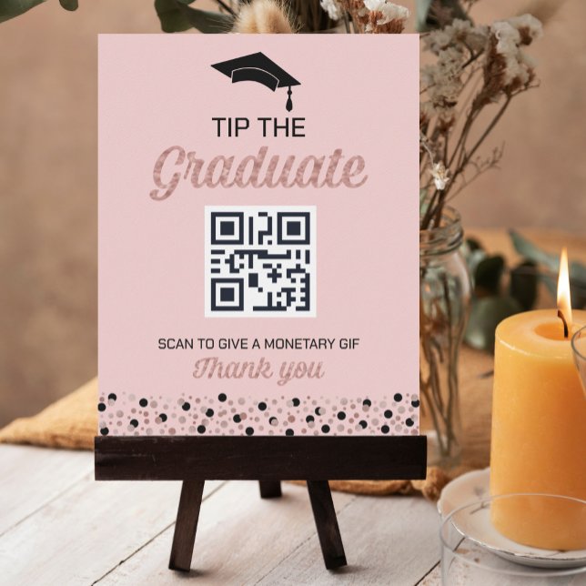 Rose Foil Script Confetti Tip The Graduate Sign (Creator Uploaded)