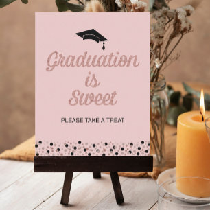 Rose Foil Script Graduation is Sweet Grad Sign
