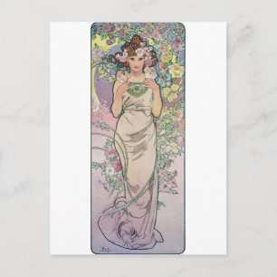 Rose (Four Flowers), Alphonse Mucha Postcard