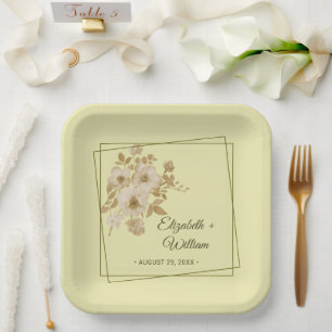 Rose Frame – Celestial Yellow Wedding Paper Plate